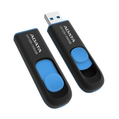 MEMORIA ADATA 256GB USB 3.2 UV128 RETRACTIL NEGRO AZUL MEMORIA ADATA 256GB USB 3.2 UV128 RETRACTIL NEGRO AZUL